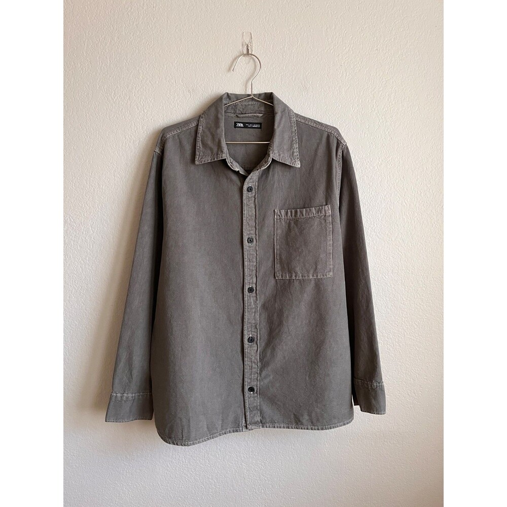 Zara Men's Denim Overshirt in Gray Size LARGE